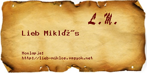 Lieb Miklós névjegykártya